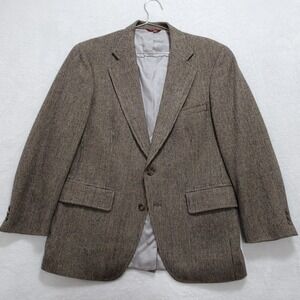 Jos.A Bank Blazer Jacket Men 42 Brown Beige Microplaid Wool Sport Coat 2-Button